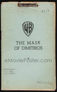 8k181 MASK OF DIMITRIOS superimposed Portuguese version script '44 from Eric Ambler's novel!