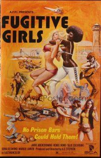 8k294 5 LOOSE WOMEN pressbook '74 Fugitive Girls, written by Ed Wood, sexy action artwork!