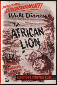 8k299 AFRICAN LION pressbook '55 Walt Disney jungle safari documentary, cool artwork!
