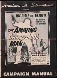8k303 AMAZING TRANSPARENT MAN pressbook '59 Edgar Ulmer, art of the invisible & deadly convict!