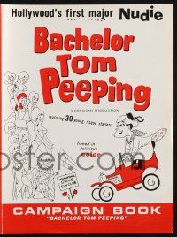 8k320 BACHELOR TOM PEEPING pressbook '64 featuring 30 young, risque starlets, Hollywood nudie!