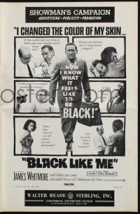 8k344 BLACK LIKE ME pressbook '64 Carl Lerner, James Whitmore, know what it feels like to be black!