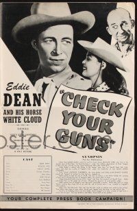 8k381 CHECK YOUR GUNS pressbook '47 singing cowboy Eddie Dean, silver bullets & golden songs!