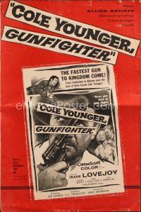 8k388 COLE YOUNGER GUNFIGHTER pressbook '58 cowboy Frank Lovejoy with smoking gun!
