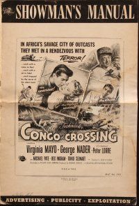 8k395 CONGO CROSSING pressbook '56 Peter Lorre, Virginia Mayo & George Nader in Africa!