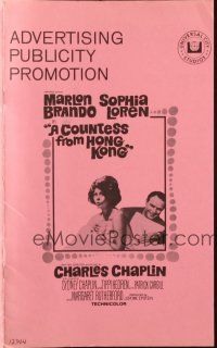 8k400 COUNTESS FROM HONG KONG pressbook '67 Marlon Brando, sexy Sophia Loren, directed by Chaplin!