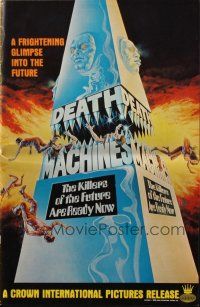 8k418 DEATH MACHINES pressbook '76 wild sci-fi art, the killers of the future are ready now!
