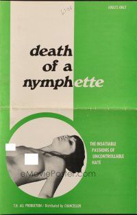 8k419 DEATH OF A NYMPHETTE pressbook '67 insatiable passions of uncontrollable hate, sexy images!