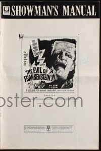 8k448 EVIL OF FRANKENSTEIN pressbook '64 Peter Cushing, Hammer, he's back and no one can stop him!