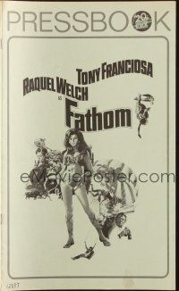8k457 FATHOM pressbook '67 art of sexy Raquel Welch in parachute harness & action scenes!