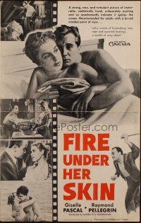 8k463 FIRE UNDER HER SKIN pressbook '58 racy & immoral sex, unashamedly intimate!