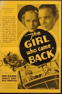 8k489 GIRL WHO CAME BACK pressbook '35 Shirley Grey turns from a life of crime to help police!