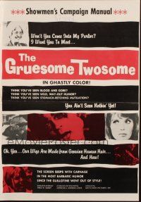 8k506 GRUESOME TWOSOME pressbook '67 Herschell Gordon Lewis, the screen seeps with carnage!