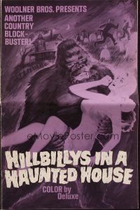 8k523 HILLBILLYS IN A HAUNTED HOUSE pressbook '67 country music, art of wacky ape carrying sexy girl