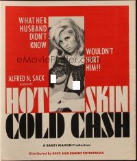 8k531 HOT SKIN & COLD CASH pressbook '65 Barry Mahon, she's always available if the price is right!