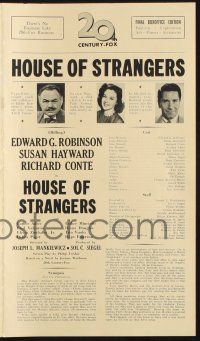 8k535 HOUSE OF STRANGERS pressbook '49 Edward G. Robinson, Richard Conte, Susan Hayward!
