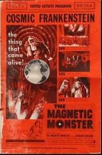8k603 MAGNETIC MONSTER pressbook '53 Curt Siodmak, cosmic Frankenstein will swallow the Earth!