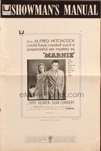 8k611 MARNIE pressbook '64 Sean Connery & Tippi Hedren in Alfred Hitchcock's suspenseful mystery!