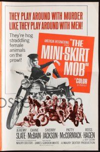 8k621 MINI-SKIRT MOB pressbook '68 AIP, sexy hog straddling female animal on the prowl!