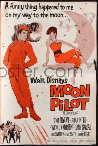 8k628 MOON PILOT pressbook '62 Disney, Tom Tryon, Dany Saval, wacky space man and moon girl art!