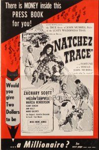 8k641 NATCHEZ TRACE pressbook '59 Zachary Scott, Irene James, you could win a million dollars!