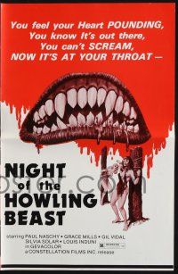 8k648 NIGHT OF THE HOWLING BEAST pressbook '77 Paul Naschy, art of teeth & sexy girls in bondage!
