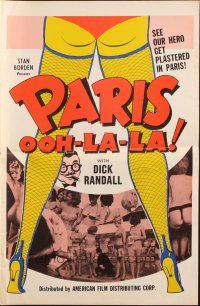 8k663 PARIS OOH-LA-LA pressbook '63 sexy cabaret girls, see our hero get plastered in Paris!