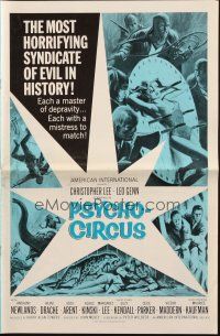 8k682 PSYCHO-CIRCUS pressbook '67 most horrifying syndicate of evil, art of sexy girl terrorized!