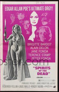 8k747 SPIRITS OF THE DEAD pressbook '69 Federico Fellini, Reynold Brown art of sexy Jane Fonda!