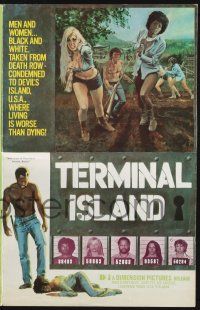 8k777 TERMINAL ISLAND pressbook '73 death row criminals, where living is worse than dying!