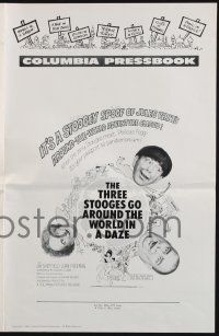 8k793 THREE STOOGES GO AROUND THE WORLD IN A DAZE pressbook '63 wacky Moe, Larry & Curly-Joe!