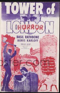 8k798 TOWER OF LONDON pressbook R48 Boris Karloff, Basil Rathbone, great horror images!