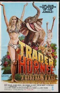 8k799 TRADER HORNEE pressbook '70 African jungle sex, opens up to a poster with art by Ekaleri