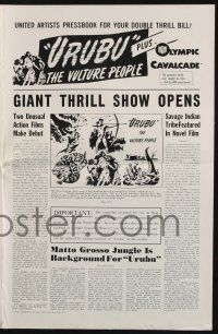 8k811 URUBU THE VULTURE PEOPLE/OLYMPIC CAVALCADE pressbook '48 giant thrill show!
