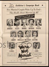 8k827 WE'RE NOT MARRIED pressbook '52 great images of Ginger Rogers, young Marilyn Monroe & cast!