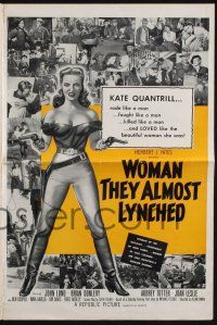 8k843 WOMAN THEY ALMOST LYNCHED pressbook '53 great art of sexy female gunfighter Audrey Totter!