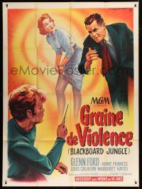 8m817 BLACKBOARD JUNGLE French 1p '55 Richard Brooks classic, great different art by Roger Soubie!