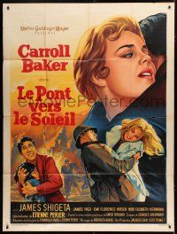 8m823 BRIDGE TO THE SUN French 1p '61 different Roger Soubie art of James Shigeta & Carroll Baker!