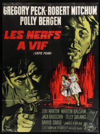 8m827 CAPE FEAR French 1p '62 Gregory Peck, Robert Mitchum, classic film noir, different art!
