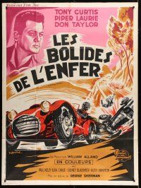 8m881 JOHNNY DARK French 1p '54 Tony Curtis, different car racing art by Guy Gerard Noel!