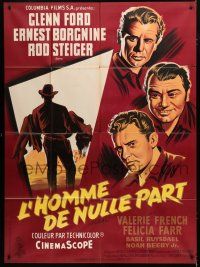 8m883 JUBAL French 1p '56 different art of cowboys Glenn Ford, Ernest Borgnine & Rod Steiger!