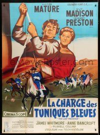 8m896 LAST FRONTIER French 1p '55 art of Victor Mature, Anne Bancroft & cavalry men, Anthony Mann!