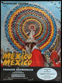 8m908 MEXICO-MEXICO French 1p '68 Carlos Fuentes, men wearing colorful Mexican Quetzal headdresses