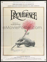 8m939 PROVIDENCE French 1p '77 Alain Resnais, cool art of hand writing w/tree pencil by Ferracci!