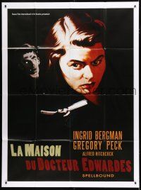 8m963 SPELLBOUND French 1p R00s Hitchcock, different art of Ingrid Bergman & Gregory Peck!