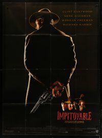 8m985 UNFORGIVEN French 1p '92 classic image of gunslinger Clint Eastwood with his back turned!