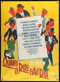8m993 WHEN COMEDY WAS KING French 1p '60 Grinsson art of Chaplin, Keaton, Laurel & Hardy, Langdon!