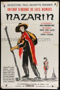 8m790 NAZARIN French 31x47 '59 Luis Bunuel, cool Dovarinoff art of Mexican Catholic priest!