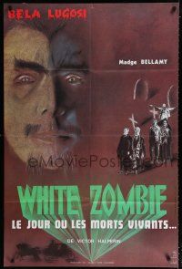 8m793 WHITE ZOMBIE French 31x47 R76 cool different Buis art of Bela Lugosi & guys in cemetery!