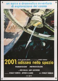 8m542 2001: A SPACE ODYSSEY Italian 1p R70s Stanley Kubrick, art of space wheel by Bob McCall!